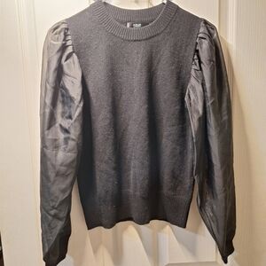 Aqua Cashmere Black Knitwear with Sheer Puff Sleeves XS